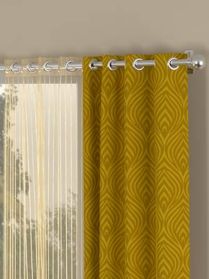 ROSARA HOME Jacquard Pack of 4 Regular and Sheer Long Door Curtains -9 Feet,Gold 2