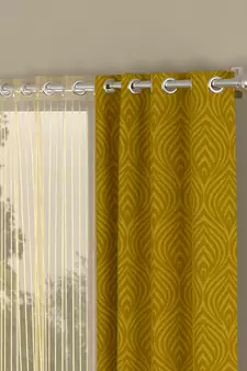 ROSARA HOME Jacquard Pack of 4 Regular and Sheer Long Door Curtains -9 Feet,Gold