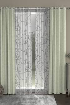 ROSARA HOME Jacquard Abstract Pack of 4 Regular and Sheer Long Door Curtains -9 Feet,Off White::White