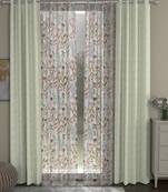 ROSARA HOME Jacquard Floral Pack of 4 Regular and Sheer Long Door Curtains -9 Feet,Off White::Multicolor