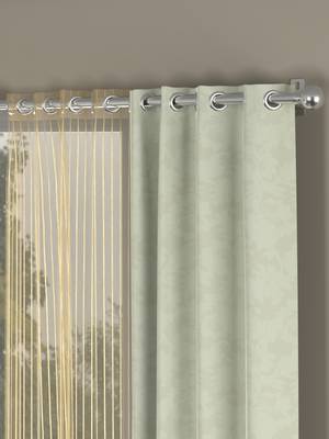 ROSARA HOME Jacquard Striped Pack of 4 Regular and Sheer Window Curtains -5 Feet,Off White::Gold 2