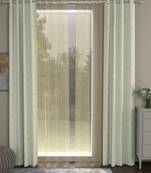 ROSARA HOME Jacquard Striped Pack of 4 Regular and Sheer Long Door Curtains -9 Feet,Off White::Gold