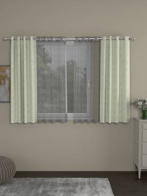 ROSARA HOME Jacquard Striped Pack of 4 Regular and Sheer Window Curtains -5 Feet,Off White::Grey 1