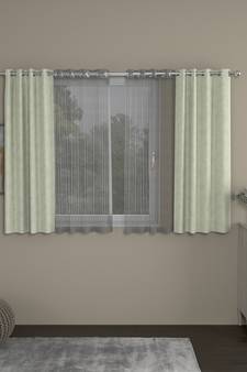 ROSARA HOME Jacquard Striped Pack of 4 Regular and Sheer Window Curtains -5 Feet,Off White::Grey