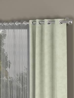 ROSARA HOME Jacquard Striped Pack of 4 Regular and Sheer Window Curtains -5 Feet,Off White::Grey 2
