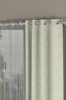 ROSARA HOME Jacquard Striped Pack of 4 Regular and Sheer Window Curtains -5 Feet,Off White::Grey