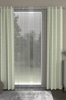 ROSARA HOME Jacquard Striped Pack of 4 Regular and Sheer Door Curtains -7 Feet,Off White::Grey