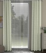 ROSARA HOME Jacquard Striped Pack of 4 Regular and Sheer Door Curtains -7 Feet,Off White::Grey
