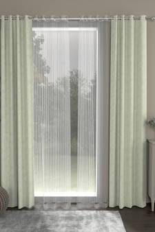 ROSARA HOME Jacquard Striped Pack of 4 Regular and Sheer Long Door Curtains -9 Feet,Off White::White