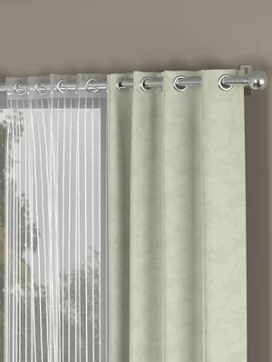 ROSARA HOME Jacquard Striped Pack of 4 Regular and Sheer Long Door Curtains -9 Feet,Off White::White 2