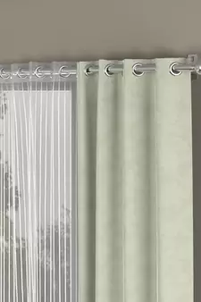 ROSARA HOME Jacquard Striped Pack of 4 Regular and Sheer Long Door Curtains -9 Feet,Off White::White