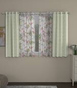 ROSARA HOME Jacquard Floral Pack of 4 Regular and Sheer Window Curtains -5 Feet,Off White::Multicolor