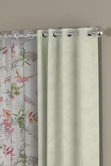 ROSARA HOME Jacquard Floral Pack of 4 Regular and Sheer Window Curtains -5 Feet,Off White::Multicolor