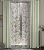 ROSARA HOME Jacquard Floral Pack of 4 Regular and Sheer Door Curtains -7 Feet,Off White::Multicolor