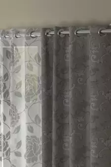 ROSARA HOME Jacquard Pack of 4 Regular and Sheer Long Door Curtains -9 Feet,Grey::White