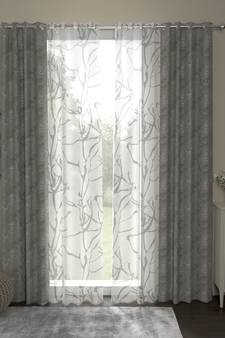 ROSARA HOME Jacquard Pack of 4 Regular and Sheer Long Door Curtains -9 Feet,Grey::White