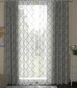 ROSARA HOME Jacquard Pack of 4 Regular and Sheer Long Door Curtains -9 Feet,Grey::White