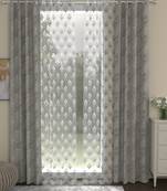 ROSARA HOME Embroidered Pack of 4 Regular and Sheer Long Door Curtains -9 Feet,Grey