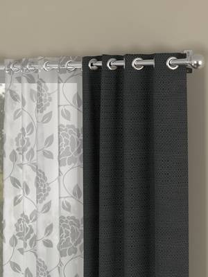 ROSARA HOME Solid Floral Pack of 4 Regular and Sheer Window Curtains -5 Feet,Dark Grey::White 2