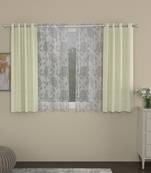 ROSARA HOME Solid Floral Pack of 4 Regular and Sheer Window Curtains -5 Feet,Cream::White