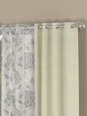 ROSARA HOME Solid Floral Pack of 4 Regular and Sheer Window Curtains -5 Feet,Cream::White 2