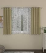ROSARA HOME Solid Abstract Pack of 4 Regular and Sheer Window Curtains -5 Feet,Beige::White