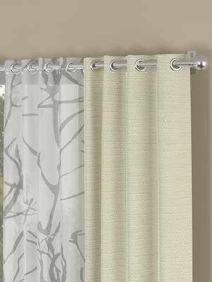 ROSARA HOME Solid Abstract Pack of 4 Regular and Sheer Door Curtains -7 Feet,Cream::White 2
