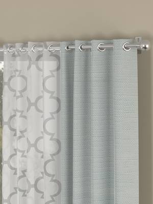 ROSARA HOME Solid Geometric Pack of 4 Regular and Sheer Long Door Curtains -9 Feet,Light Grey::White 2
