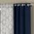 ROSARA HOME Solid Geometric Pack of 4 Regular and Sheer Door Curtains -7 Feet,Navy Blue::White