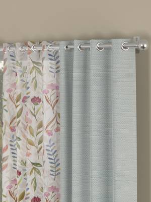 ROSARA HOME Solid Floral Pack of 4 Regular and Sheer Long Door Curtains -9 Feet,Light Grey::Multicolor 2