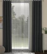 ROSARA HOME Solid Striped Pack of 4 Regular and Sheer Door Curtains -7 Feet,Dark Grey::Grey