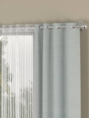 ROSARA HOME Solid Striped Pack of 4 Regular and Sheer Window Curtains -5 Feet,Light Grey::White 2