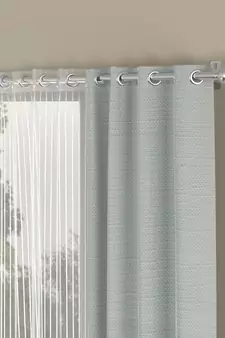 ROSARA HOME Solid Striped Pack of 4 Regular and Sheer Window Curtains -5 Feet,Light Grey::White
