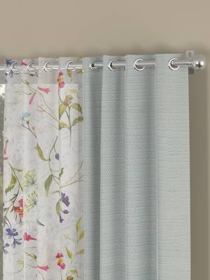 ROSARA HOME Solid Floral Pack of 4 Regular and Sheer Long Door Curtains -9 Feet,Light Grey::Multicolor 2