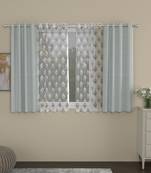 ROSARA HOME Solid Embroidered Pack of 4 Regular and Sheer Window Curtains -5 Feet,Light Grey::Grey
