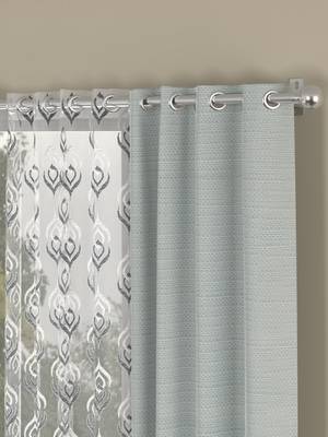 ROSARA HOME Solid Embroidered Pack of 4 Regular and Sheer Window Curtains -5 Feet,Light Grey::Grey 2