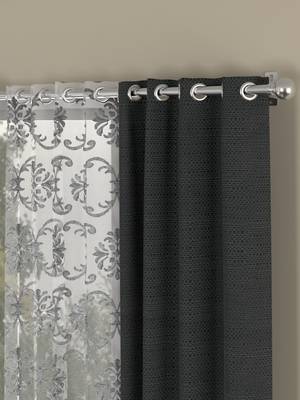 ROSARA HOME Solid Embroidered Pack of 4 Regular and Sheer Window Curtains -5 Feet,Dark Grey::Silver 2