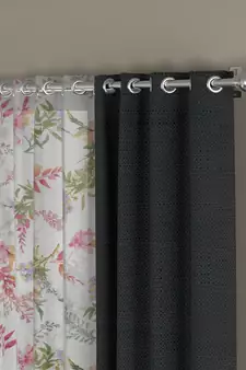 ROSARA HOME Solid Floral Pack of 4 Regular and Sheer Door Curtains -7 Feet,Dark Grey::Multicolor
