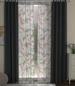 ROSARA HOME Solid Floral Pack of 4 Regular and Sheer Long Door Curtains -9 Feet,Dark Grey::Multicolor