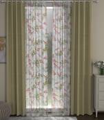 ROSARA HOME Solid Floral Pack of 4 Regular and Sheer Long Door Curtains -9 Feet,Beige::Multicolor