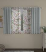 ROSARA HOME Solid Floral Pack of 4 Regular and Sheer Window Curtains -5 Feet,Light Grey::Multicolor