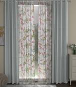 ROSARA HOME Solid Floral Pack of 4 Regular and Sheer Long Door Curtains -9 Feet,Light Grey::Multicolor