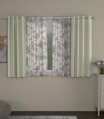 ROSARA HOME Solid Floral Pack of 4 Regular and Sheer Window Curtains -5 Feet,Cream::Multicolor