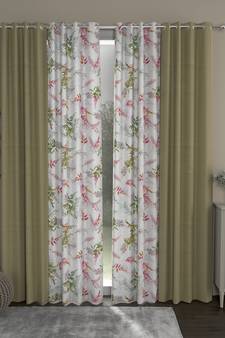 ROSARA HOME Solid Floral Pack of 4 Regular Long Door Curtains -9 Feet,Beige::Multicolor