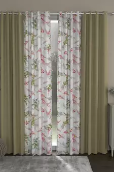 ROSARA HOME Solid Floral Pack of 4 Regular Long Door Curtains -9 Feet,Beige::Multicolor