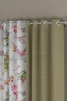 ROSARA HOME Solid Floral Pack of 4 Regular Long Door Curtains -9 Feet,Beige::Multicolor