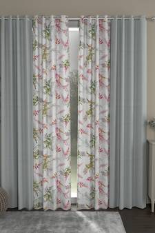ROSARA HOME Solid Floral Pack of 4 Regular Long Door Curtains -9 Feet,Light Grey::Multicolor