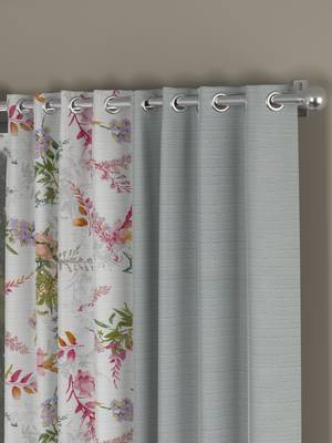 ROSARA HOME Solid Floral Pack of 4 Regular Long Door Curtains -9 Feet,Light Grey::Multicolor 2