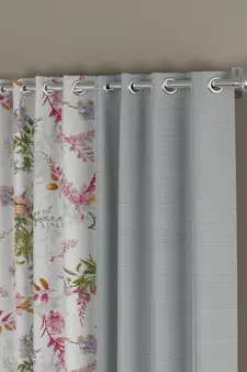 ROSARA HOME Solid Floral Pack of 4 Regular Long Door Curtains -9 Feet,Light Grey::Multicolor