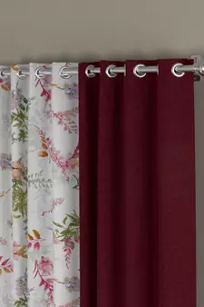 ROSARA HOME Solid Floral Pack of 4 Regular Long Door Curtains -9 Feet,Maroon::Multicolor